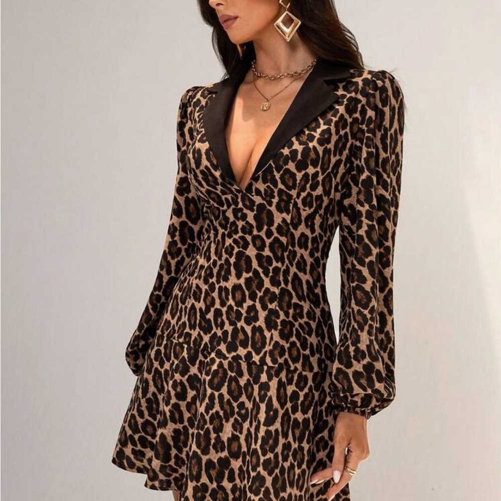 Almamuse Leopard Print V-Neck Dress - Picture 5 of 7